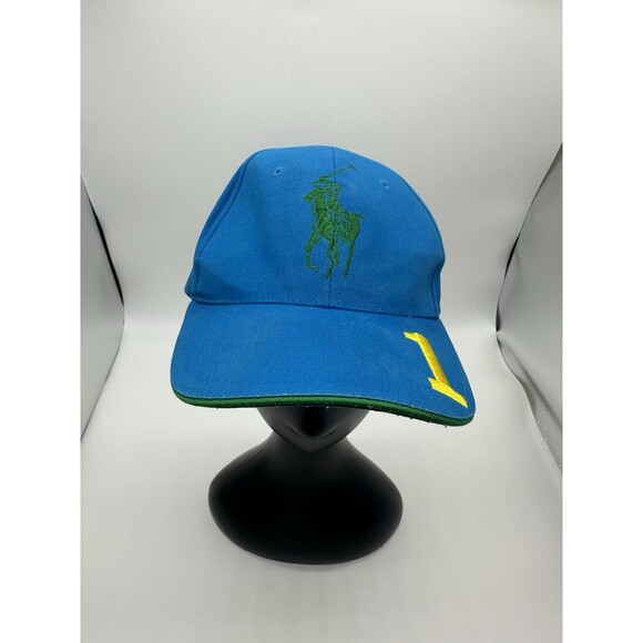 Ralph Lauren Fragrances Polo Baseball Cap Embroidered Blue Yellow 1 Adjustable - Picture 1 of 6